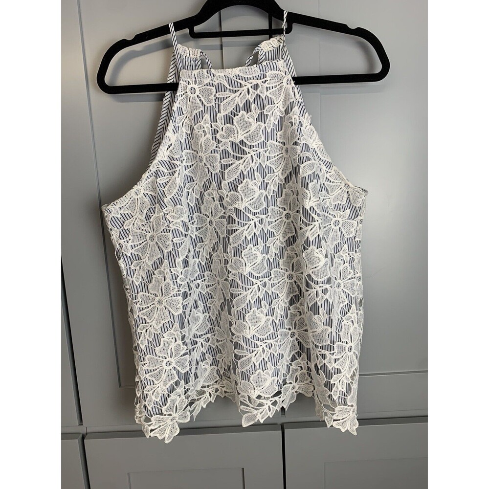 Adiva White Lace Halter Blouse
